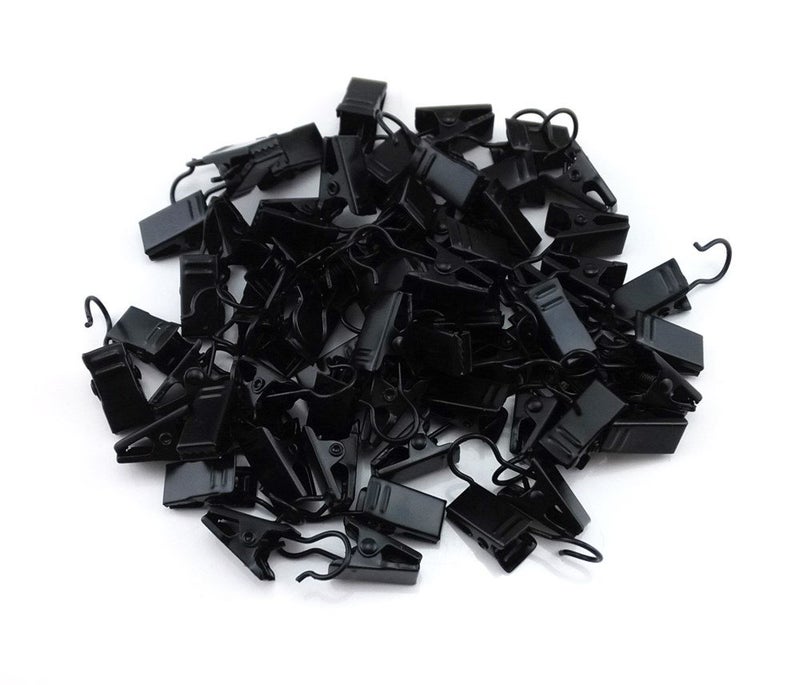 yueton 60pcs Black Metal Hook Clips Hanging Curtain Clip Hanger - Image 2